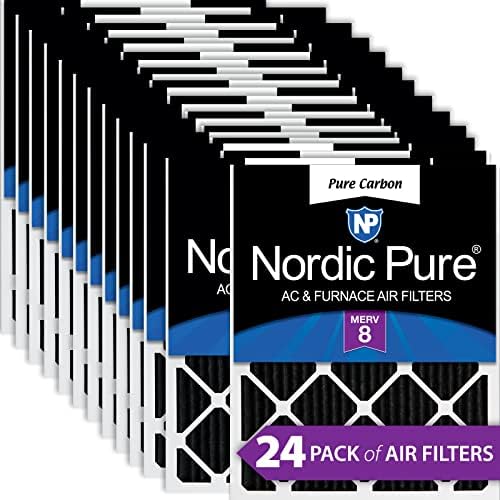 Nordic Pure 8x20x1 MERV 8 плиссированных въздушни филтри за фурна за променлив ток от чист въглерод 24 бр.
