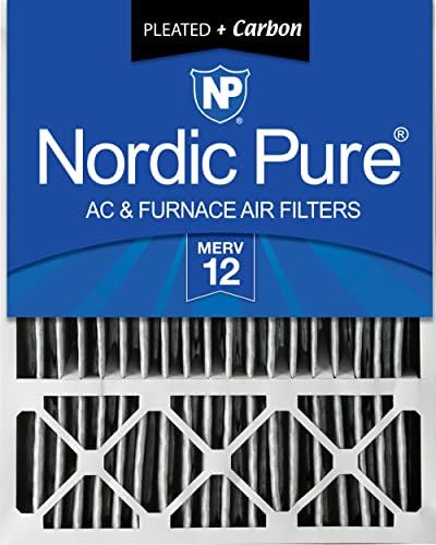 Nordic Pure 20x25x5 MERV 12 Плиссированный Плюс Въглероден Honeywell Взаимозаменяеми Въздушен филтър за печки ac 1 опаковка и 16x25x5 MERV 12 Плюс Въглероден въздушен филтър за печки ac Honeyw