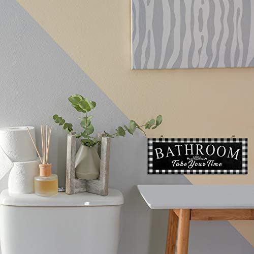 Реколта Дървена Табела за баня в клетка от Бъфало, Стенни Знак за баня, Не Бързайте, Дървена Табела за Баня в