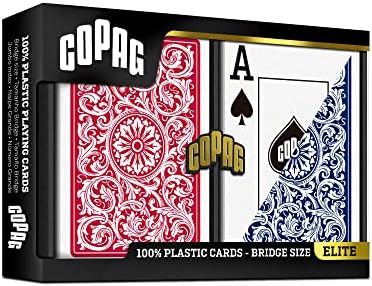 Игра на карти Copag 1546 Дизайн от пластмаса, размер на моста Червено / синьо (индекс на Jumbo, 1 комплект)