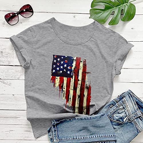 Патриотични Ризи за Жени, Тениска с Американския Флаг, Ежедневни Летни Потници, Тениски с Къс Ръкав, Патриотическая Удобна Свободна Модерна Блуза