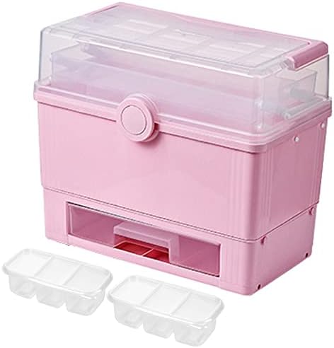 STAHMFOVER Голяма 3-Слойная кутия за съхранение, с чекмедже, Портативен сгъваем Органайзер с дръжка за подарък на децата