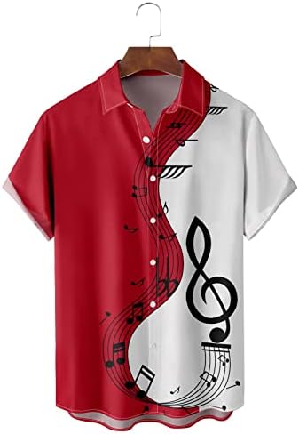 2023 Нова Мъжки Ежедневни Музикална Риза с Принтом в стил Мозайка, Риза с Къс ръкав и Копчета, Риза с Къс ръкав,