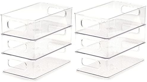 Опаковка от 6 Отворени Кутии За съхранение Органайзер за Хладилника Кутия За съхранение на Штабелируемых Контейнери