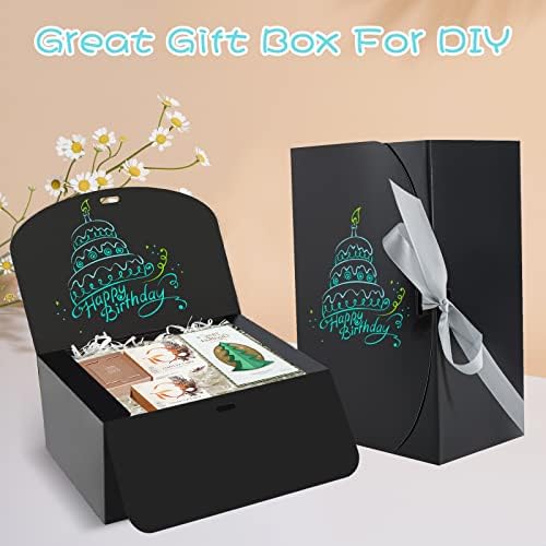 ICokin 12 БР. Подаръчни Кутии с Капаци, Черни Кутии Подарък размер 10x10x4 инча За подарък, Подарък Кутия от крафт-хартия