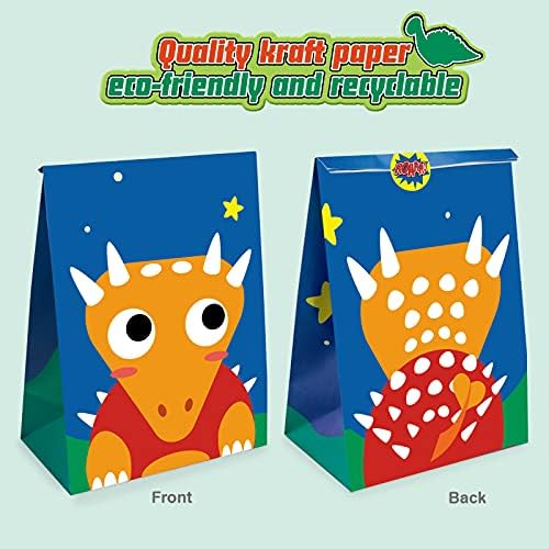 Mocoosy 24 Опаковки Чанти за парти с Динозаври - Детска Чанта за подаръци за рождения Ден на Динозавъра, Хартиени опаковки за
