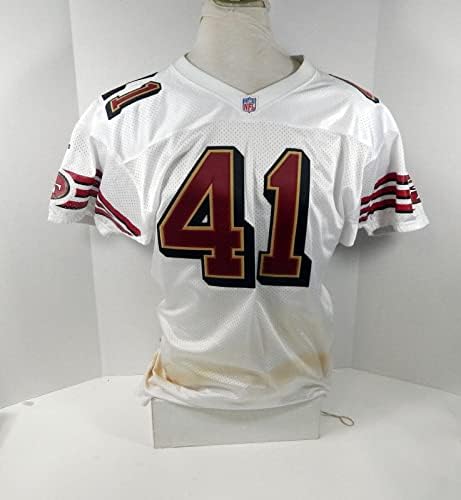 2001 San Francisco 49ers #41 Game Пусна Бялата фланелка 44 DP30220 - Използваните тениски За игри NFL Без подпис