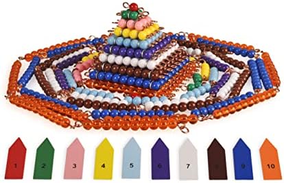 Веригата от мъниста и квадрати BOHS Montessori - Образователна играчка за броене, умножение и изчисляване