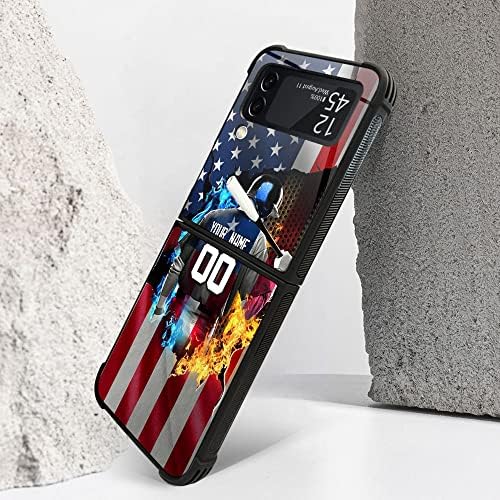 Персонализирани Бейзбол Спорт Потребителски Флаг Америка Име Номер на Потребителски Калъф за телефон Samsung Galaxy Z Fold 2 5G Z Flip 3 5G Z Fold 3 5G Z Флип Калъф за Мъже Жени Фенове П