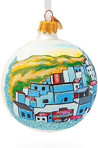 Син Сити Chefchaouen, Мароко Стъклена Топка Коледна Украса 3,25 Инча