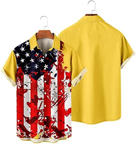 Bmisegm Летни Мъжки Тениски С Флага на Деня на Независимостта, 3D Дигитален Печат, Персонални Модни Бутон С Ревери, Мъжки