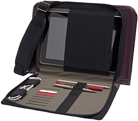 Калъф-месинджър за лаптоп Broonel от лилава кожа - Съвместима с ASUS Chromebook Flip C214 11,6