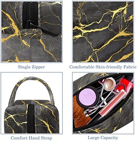 TBOUOBT козметични чанти за Жени, Косметичка За Пътуване, Органайзер За Аксесоари, Мраморна Текстура, Златисто-Сив Модерен