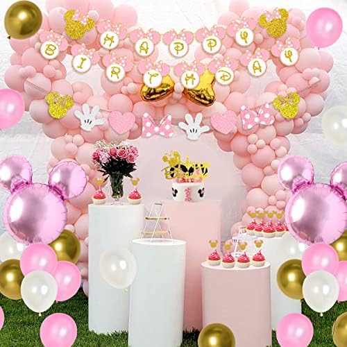 Украса за парти в чест на рождения Ден на Анимационни Мишката Розово-Златни Аксесоари за парти в стил Карикатура на Мишката