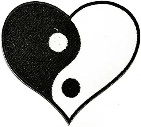 Kleenplus 2 елемента. Черен, бял цвят, на сърцето Ин Ян, пришивное желязо, бродирани ленти, мультяшная модни стикер,