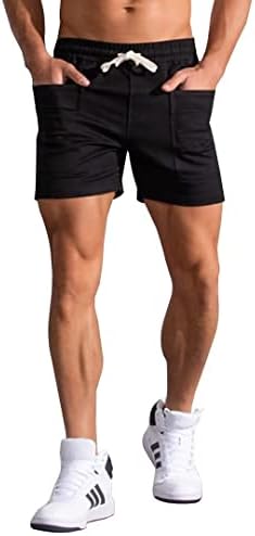 LONGBIDA Мъжки Спортни Шорти Slim Fit Ежедневни Къси Панталони С Еластичен Колан и Голям Джоб