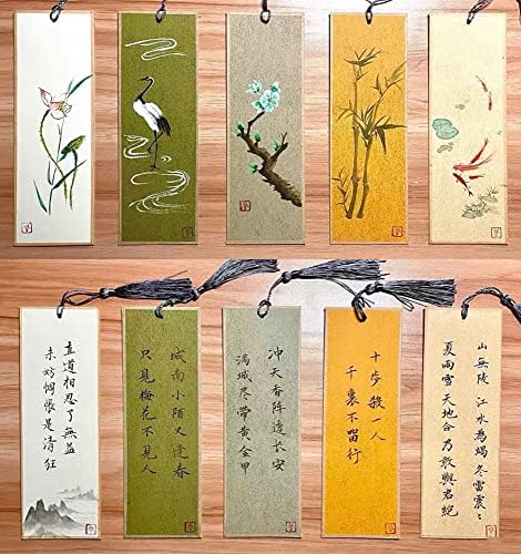 SQ073 Hmayart Традиционен Китайски Стил направи си сам от хартия Xuan Шикиши Празни Отметки с Цветни Кичури за Sumi-e и касети работи 10 Листа (микс)