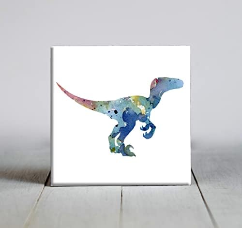 Декоративни плочки Velociraptor Blue с абстрактна акварел (6 X 6 в рамка)