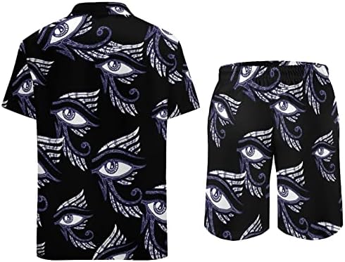Мъжки плажни дрехи The Eye of Horus от 2 теми, Хавайска Риза с копчета с къс ръкав и къси Панталони, Костюми