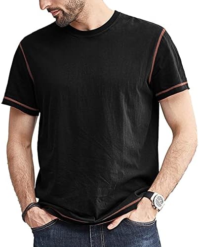 Мъжки Охлаждаща Риза с Къс ръкав, Летни Ежедневните Свободни Тениски, Свободен Пуловер, Основни Тениски, Однотонная риза Хенли с кръгло деколте
