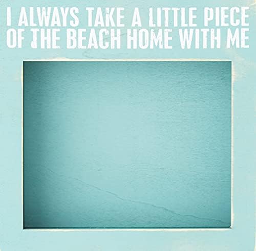 Primitives by Туроф 24673 Изтъркан Син Дървен Държач за морски черупки, 10 x 10, Парче на плажа С мен