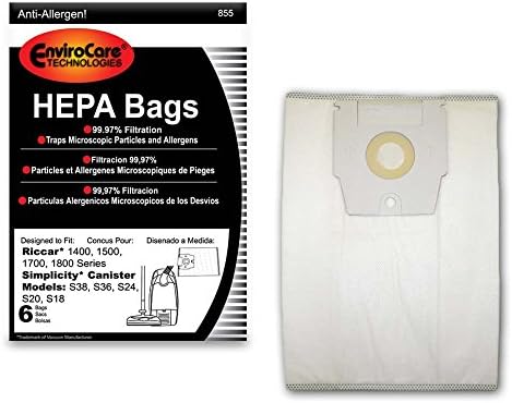 Сменяеми торбички за прах за прахосмукачка с HEPA-филтри EnviroCare, изработени в съответствие с серии Riccar 1400,