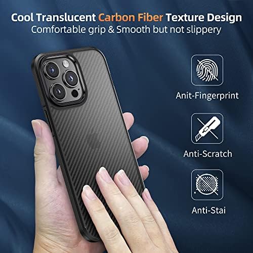 Калъф Hoerrye от въглеродни влакна за iPhone 14 Pro Max, Оборудвана и ултра-тънък, устойчив на удари Защитен калъф за вашия телефон,