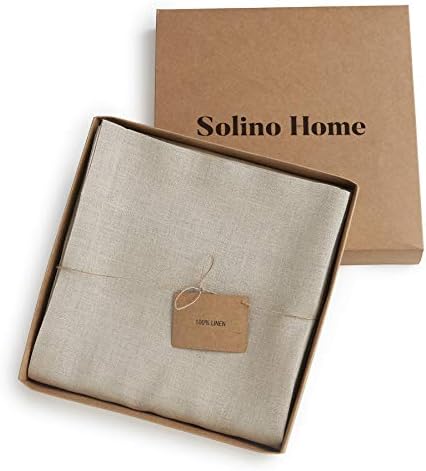 Завеса Solino Home от лен – 52 x 132 инча, Натурална Лека завеса с джоб, Прозорец панел от чиста естествена материя,