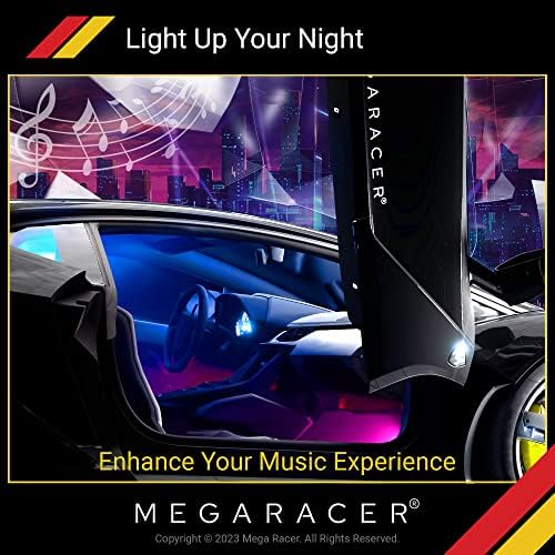 Led светлини Mega Racer за интериора на колата - 48 led RGB-чипове, над 16 милиона адаптивни цветове, синхронизиране на музика и 27 стил, ефекти, водоустойчив, съвместими с iPhone, Andr