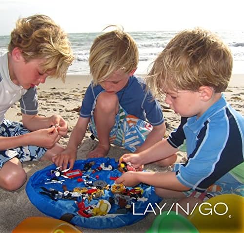 Преносим органайзер за съхранение на играчки Lay-n-Go 2-в-1 на съвсем малък и игра подложка за стая и пътувания,