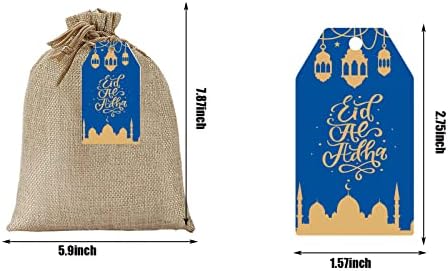eyigylyo 10 бр. Подаръчни Пакети от Зебло на Празника Ейд Мубарак, Джутовый чанта на съвсем малък Рамадан с 50 бр.