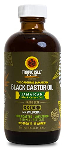 Tropic Isle Living Ямайское Черно Рициново масло XX Dark 4 грама | Натурално Масло За Растежа на Косата и кожата на главата | спомага за укрепване, Здравето и густоте на Косата, М