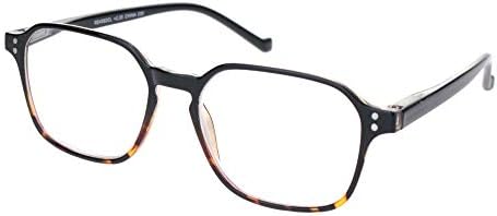 Очила за четене PASTL по-голяма Здравина на Прозрачна Леща Квадратна Рамка с Замочной Дупка Пружинен Шарнир