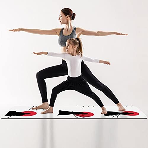 Японски дебела подложка за йога Kendo Silhouette Премиум-клас, в екологично Чист Гумена подложка за здраве и фитнес, Нескользящий