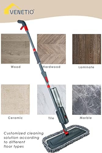 VENETIO ProSweep Въже-една от микрофибър за измиване на подове с Многократно моющейся подложка и многократна употреба спрей - Голям Набор от сухи Влажни швабр за дома и кух