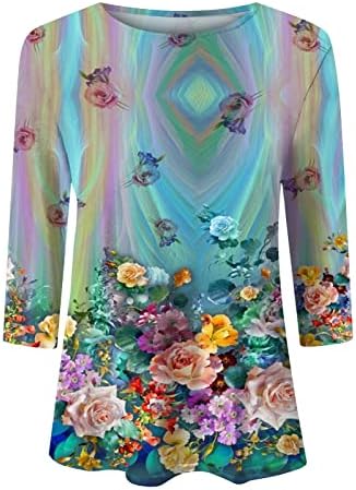 Дамски Есенни Ежедневни Блузи, Дамски Блузи с дълъг ръкав, Ризи с кръгло деколте и цветен Блок, Ежедневни Тениска Свободно