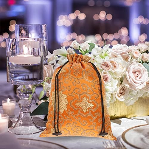 Коприна чанта от съвсем малък, чанта за съхранение в китайски стил за сватбеното парти (оранжев, с произволно изображение)