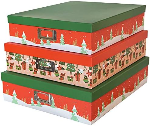 Коледни декоративни Картонени кутии за съхранение на Soul & Lane (комплект от 3 броя): Кутия за съхранение на снимки