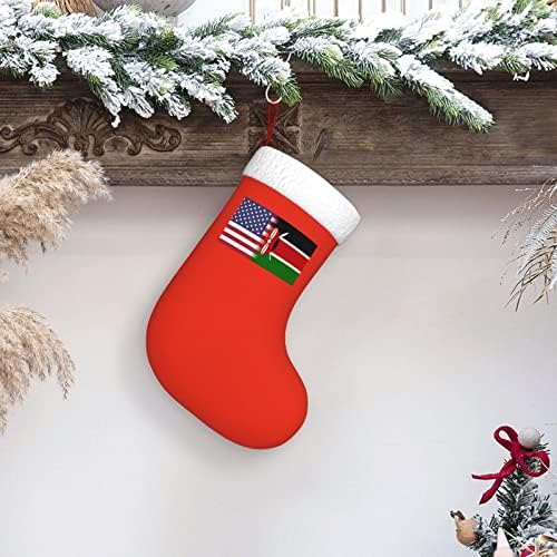 Коледни Чорапи с Американския Флаг и с Флага на Кения TZT, Подаръци за Коледно парти за семейни Празнични украси 18 Инча