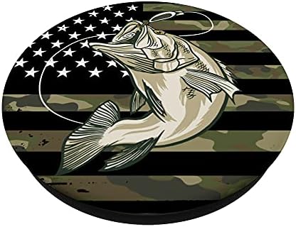 Риболовен Камуфлаж СЪЕДИНЕНИ Американски Флаг Костур, Риба Рибар Камуфлаж PopSockets PopGrip: Замяна дръжка за телефони