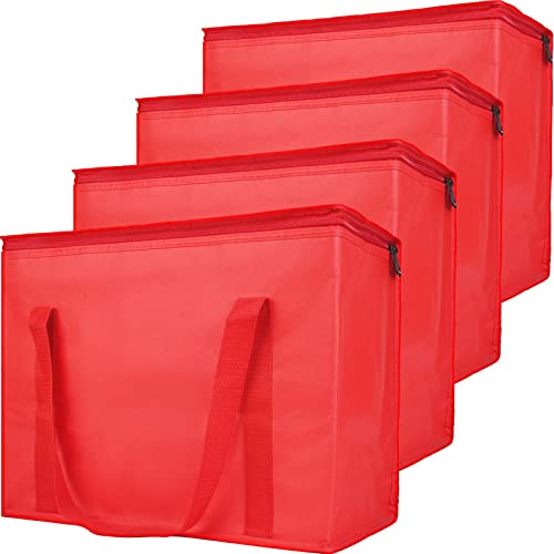 Bodaon, 4 Опаковки Изолирани Многократно Пакети за пазаруване, X-Large Чанта-Хладилник за Пикник с цип, Бежов