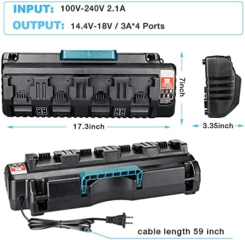 Зарядно устройство M18, за зарядното устройство Milwaukee Зарядно устройство M18 с 4 порта, Бързо Бързо Бързо съвместимо с литиево-йонна