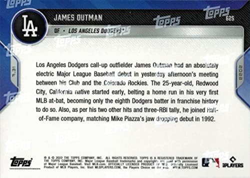 2022 Topps Now Бейзбол 625 Джеймс Аутман, на Доджърс, Card начинаещи - Направи общо 2034