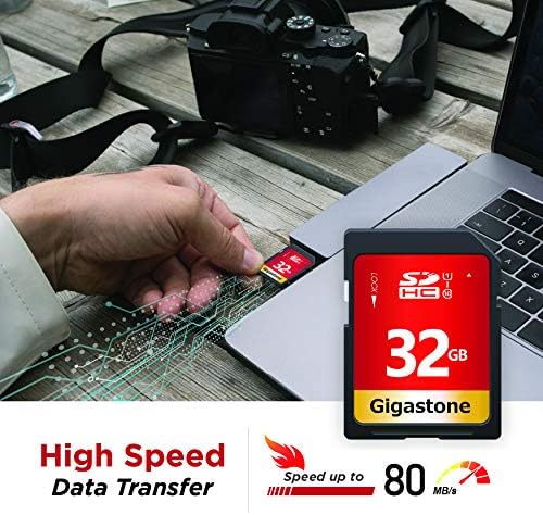 Карта памет Gigastone 32 GB, 10 пакети SD-карти UHS-I U1 Class 10 SDHC, Високоскоростен видео във формат Full