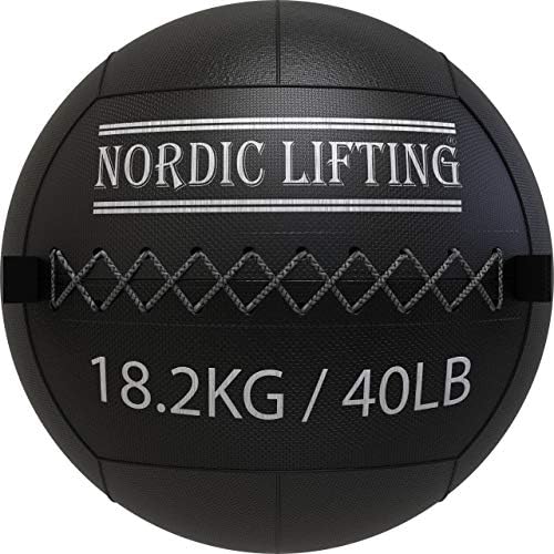 Nordic Lifting Wall Ball 40 килограма, в комплект с Обувки Venja, Размер на 9,5 - Черен, Червен