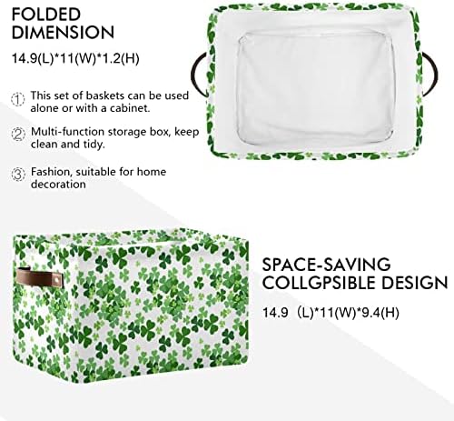 Сгъваема Кошница За Съхранение, Кубични Кутии-Организаторите Lucky Clover Shamrocks Cube Bag с Двойни Дръжки за