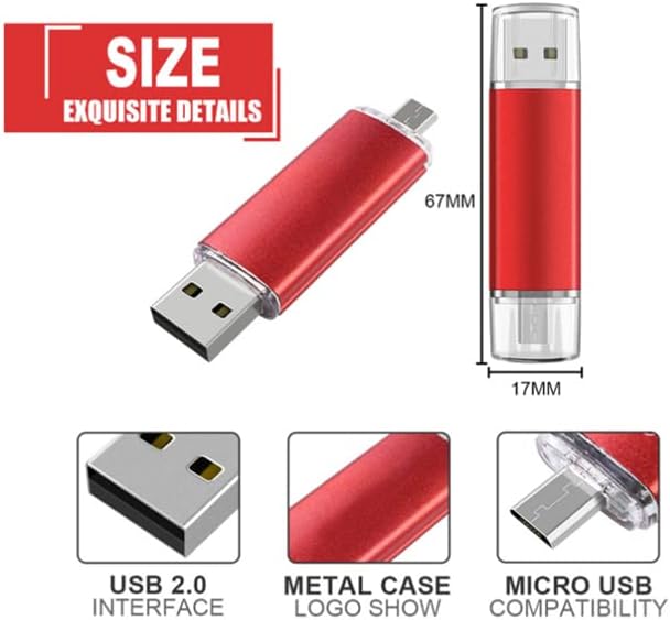 Индивидуални флаш памети 5 бр., 2в1 OTG USB 2.0 и Micro USB флаш устройство, Двоен диск памет USB-устройство