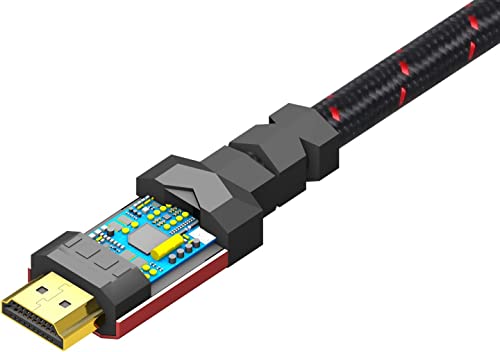 Кабел 4K, HDMI 2.0 дължина 8 фута [20 броя в опаковка] от RitzGear. Високата найлонова оплетка на кабела със скорост 18 gbps и позлатени конектори - 4K при 60 Hz / UHD / 3D / 2160p / 1080p / ARC и Etherne