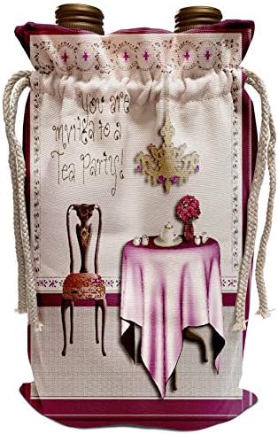 Дизайн на покана 3dRose Beverly Turner - Покана за Чай В стаята за чай от Розов цвят - Пакет за вино (wbg_23878_1)