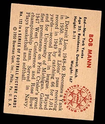 1950 Боуман 122 Боб Ман Янкис-FB (Футболна карта) БИВШ Янкис-FB Мичиган